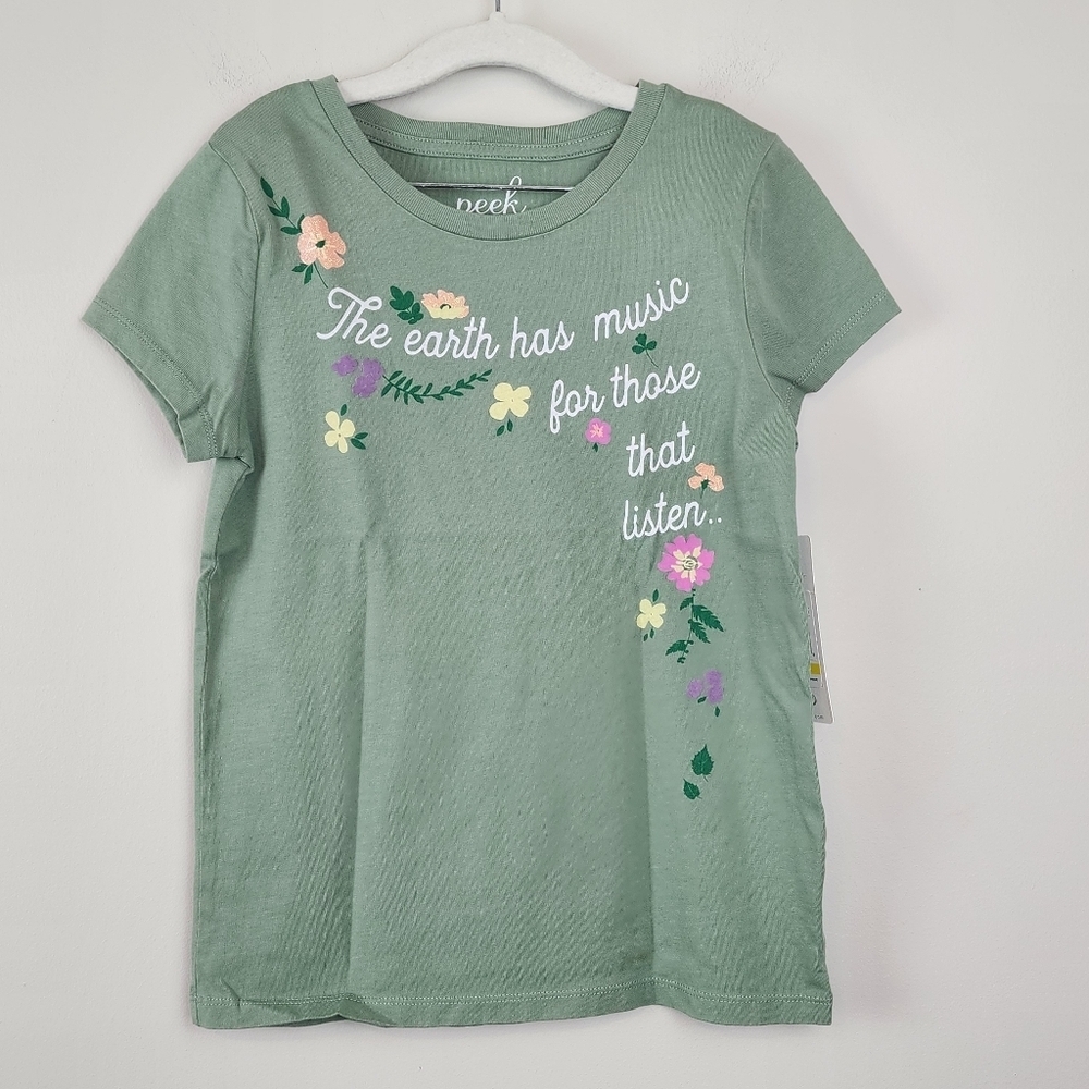 Peek graphic t shirt girl sz 8 green Earth has music for those that listen New